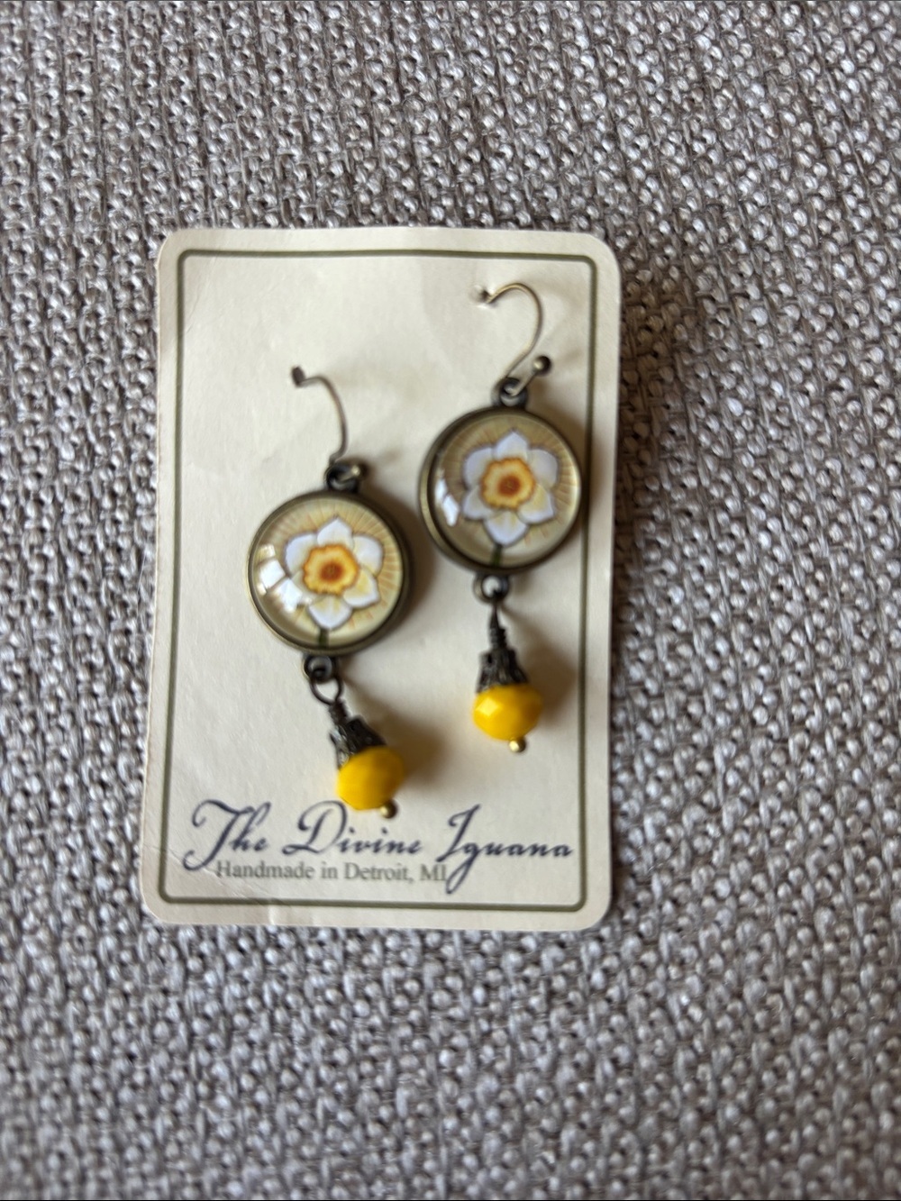 Yellow Flower Drop Earrings